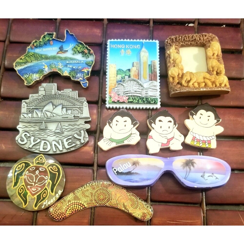 10 Vintage Refrigerator Souvenir Travel Magnets Australia Asia Oceanic Islands